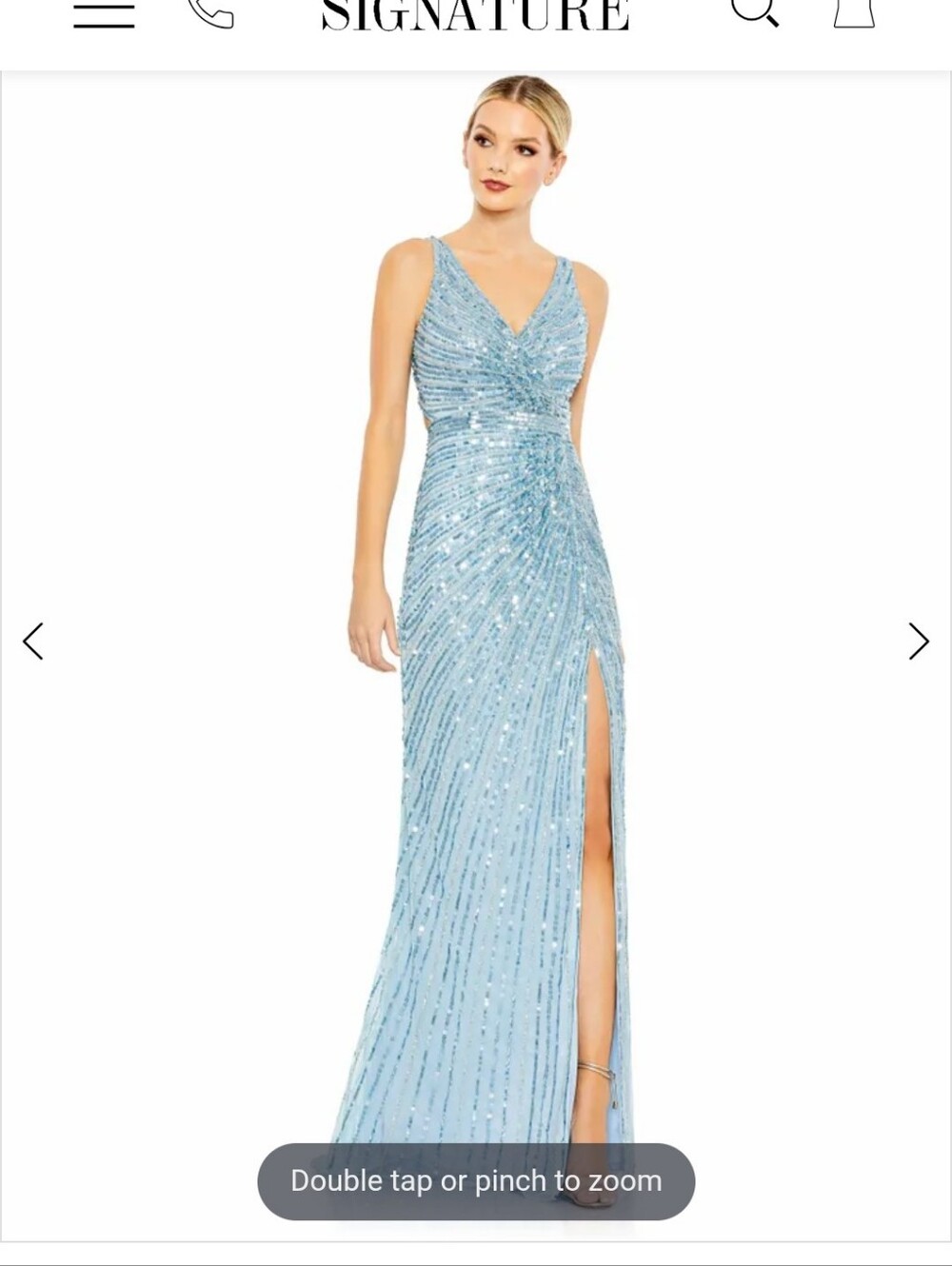 Mac Duggal Blue Sequined Faux Wrap Gown